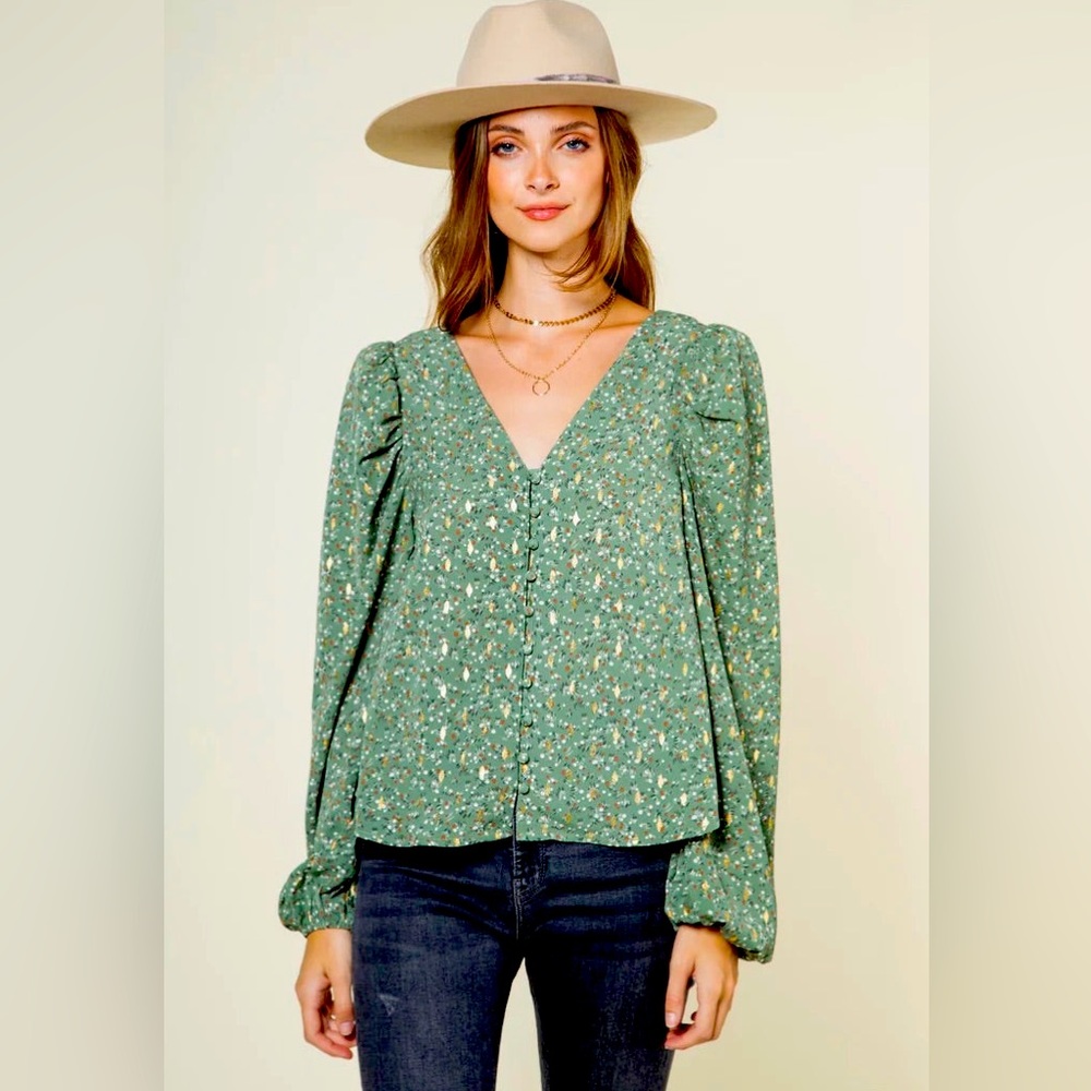 Floral Puff Sleeve Top